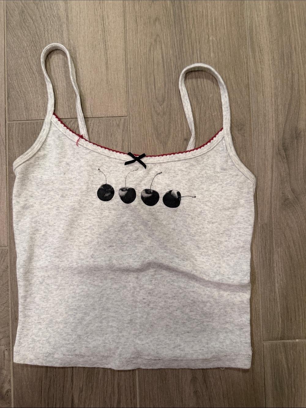 Garage Women's Light Gray Cherry Print Camisole Tank Top Size S